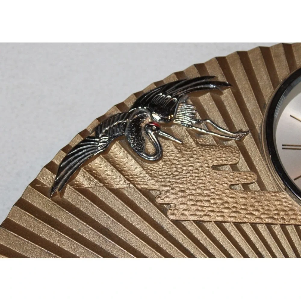 VTG Toyo Electric fan shaped wall clock Made in Japan MCM tassels cranes *READ*